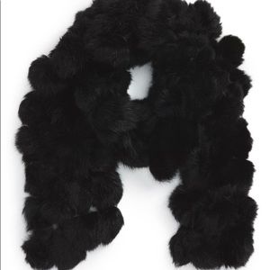 Double Laced Pom Pom Rabbit Fur Scarf!